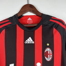 Camisa Retrô Milan I Home Adidas 2008/09 Manga Longa Vermelho e Preto - MAJESTO BR