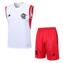 Conjunto Treino Regata + Short Flamengo 23/24 - Branco/ vermelho - MAJESTO BR